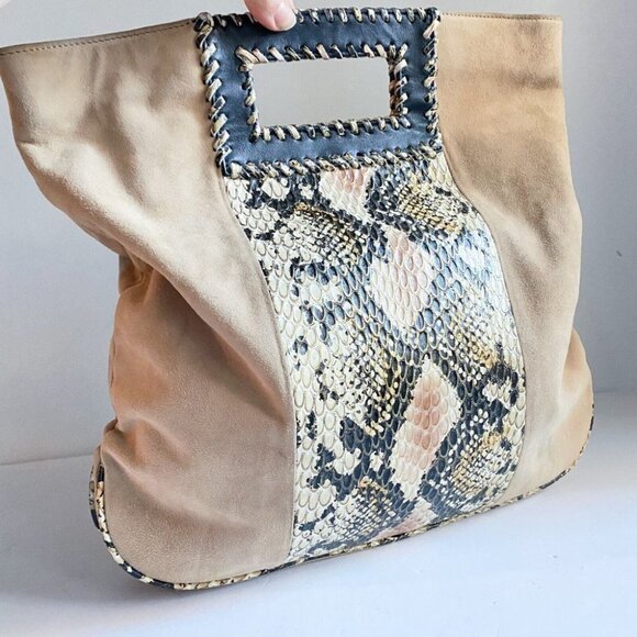 Vintage Reign Deerskin Faux Snakeskin  Convertible Clutch Shopping bag - Picture 2 of 10